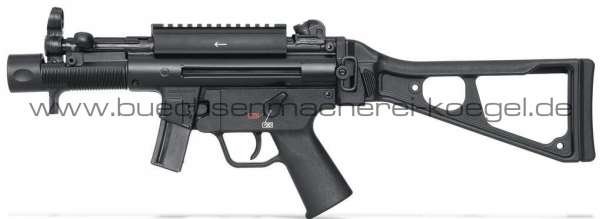 HK Pistole SP5K, Kal. 9 mm, mit Picatinny-Adapter und umklappbarer Schulterstütze